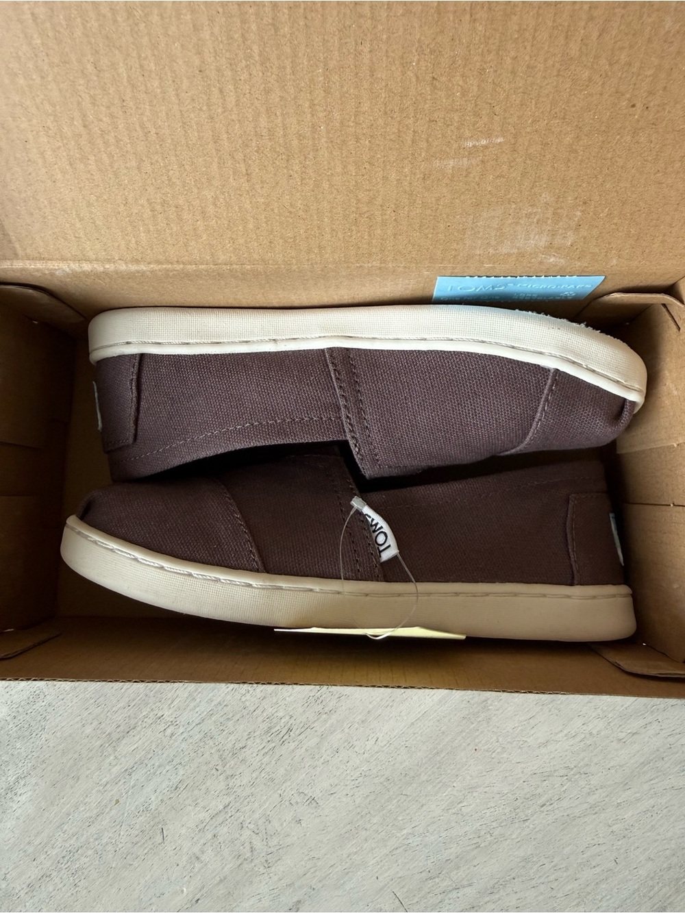 TOMS Kids Chocolate Canvas Slip-On Sneakers